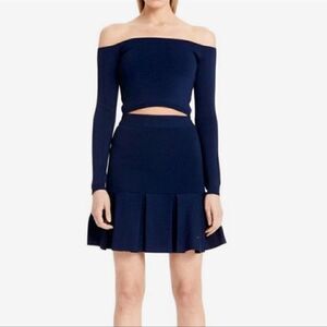 NWT Torn by Ronny Kobo Navy Knit Ruffle Skirt - XS